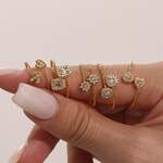 1 Piece Luxurious Heart Stainless Steel Waterproof Gold Color Women's Gemstone Rings thumbnail 7