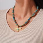 1 Piece Classic Eagle Natural Stones Gold Color Women's Beaded Necklaces thumbnail 4