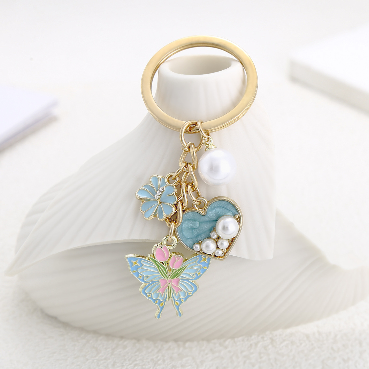 1 Pair Spring/Summer Artificial Pearl Keychain