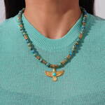 1 Piece Classic Eagle Natural Stones Gold Color Women's Beaded Necklaces thumbnail 3