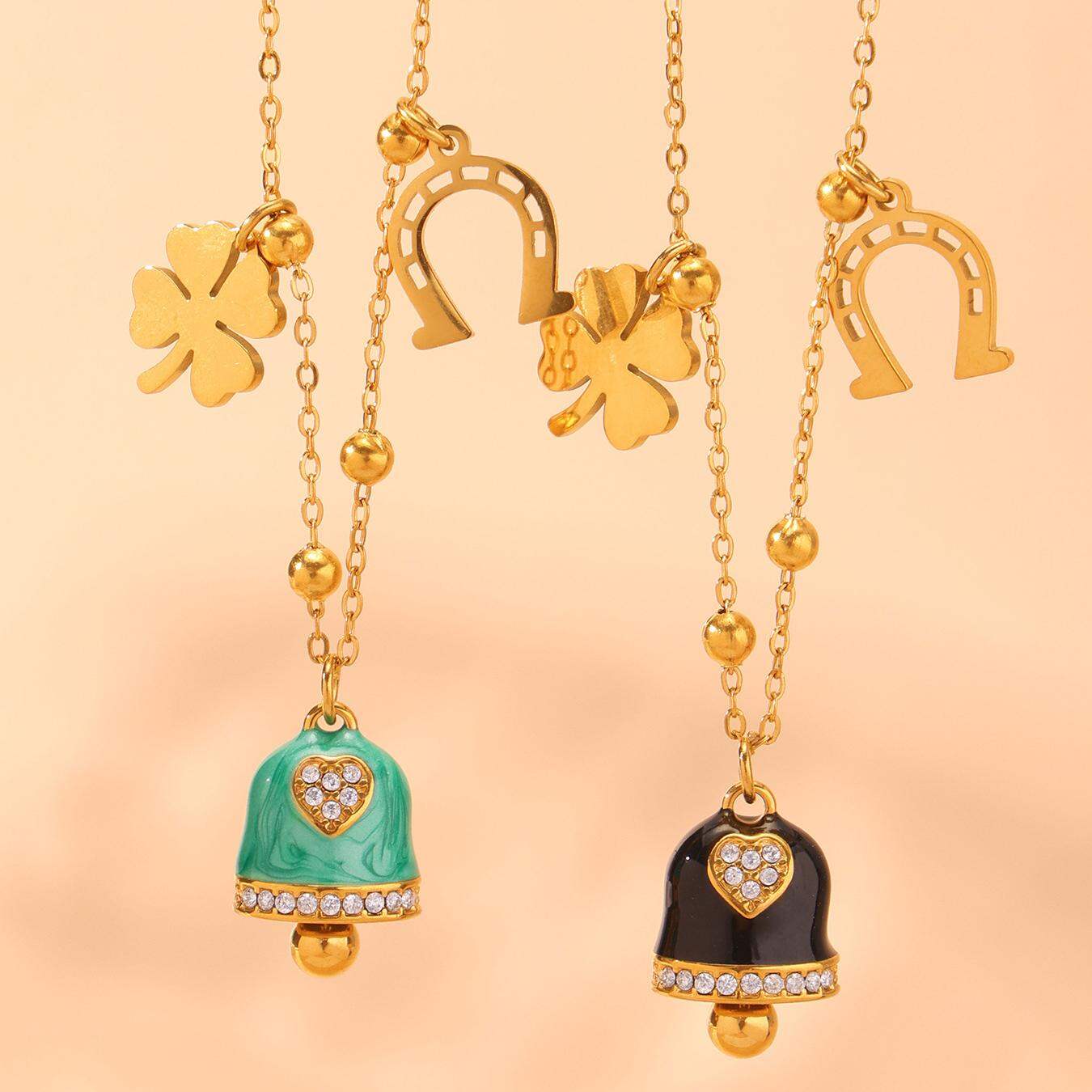 1 Piece Gorgeous Bell Stainless Steel Waterproof Gold Color Women's Necklaces Sets thumbnail 8
