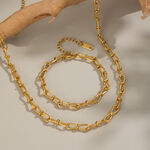 Chain Stainless Steel Waterproof Gold Color Necklace Set thumbnail 3