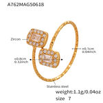 1 Piece Luxurious Heart Stainless Steel Waterproof Gold Color Women's Gemstone Rings thumbnail 2