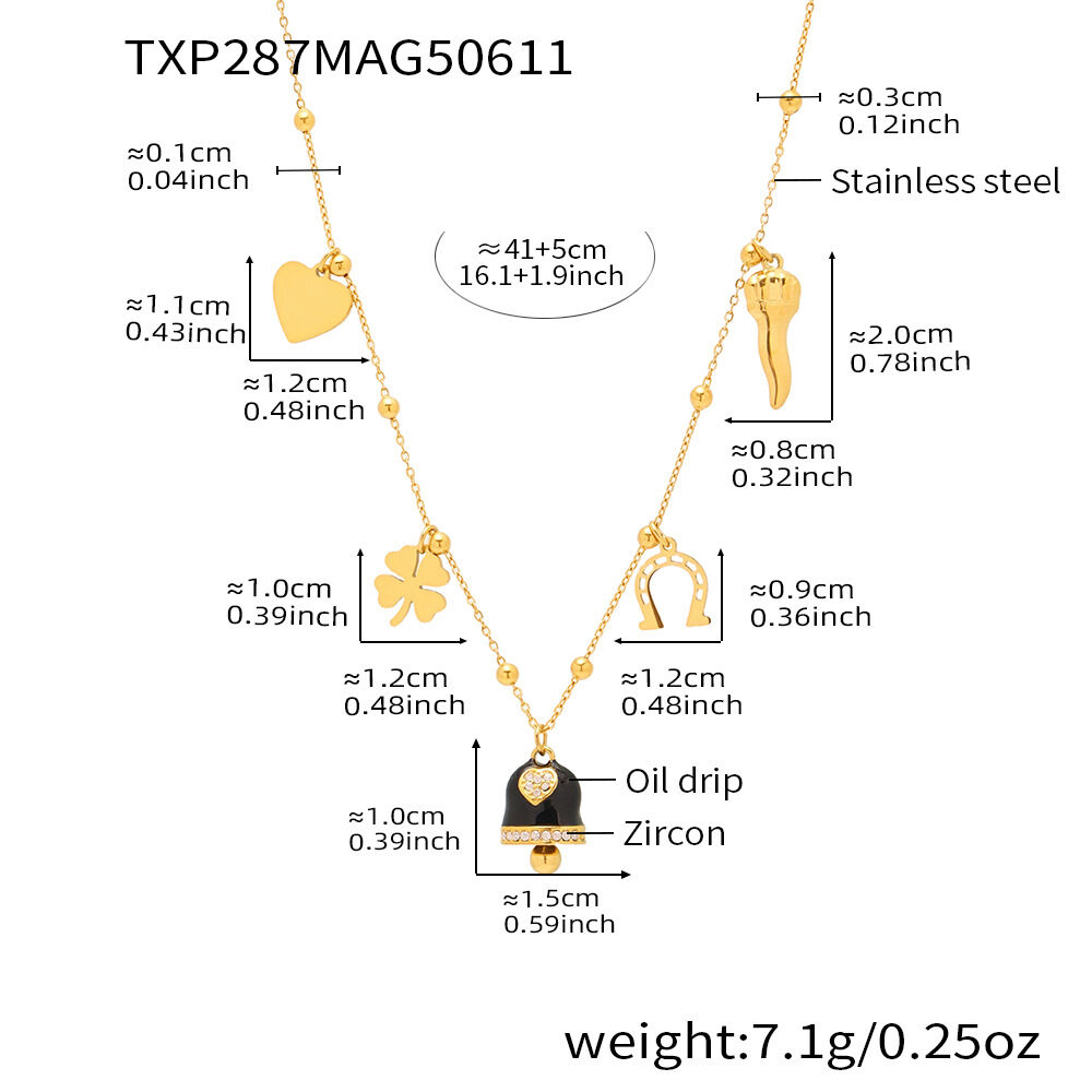 1 Piece Gorgeous Bell Stainless Steel Waterproof Gold Color Women's Necklaces Sets thumbnail 1