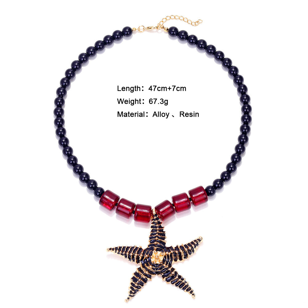 1 Piece Alloy Starfish Beaded Necklace thumbnail 1