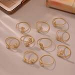 1 Piece Luxurious Heart Stainless Steel Waterproof Gold Color Women's Gemstone Rings thumbnail 9
