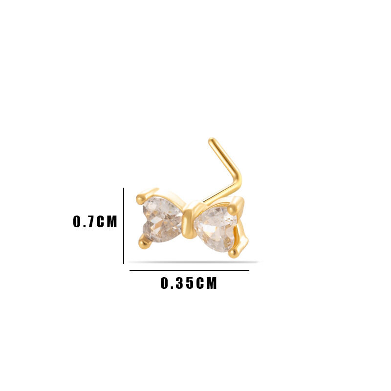 1 Piece Heart Copper Gold Color  Zircon Nose Stud thumbnail 2