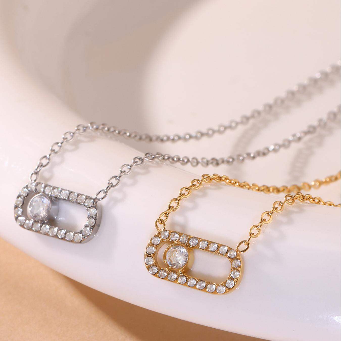 1 Piece Elegant Irregular Shape Stainless Steel Waterproof Gold Color Women's Necklaces Sets thumbnail 6