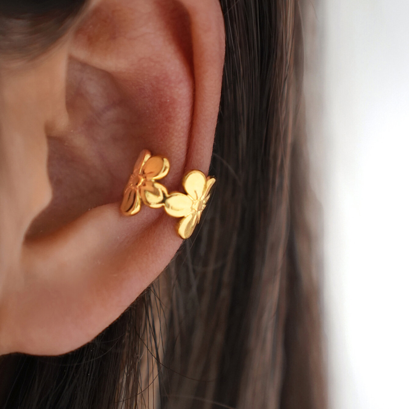 1 Piece  Simple Flower Stainless Steel Waterproof  Gold Color  Women's Ear Cuffs thumbnail 4