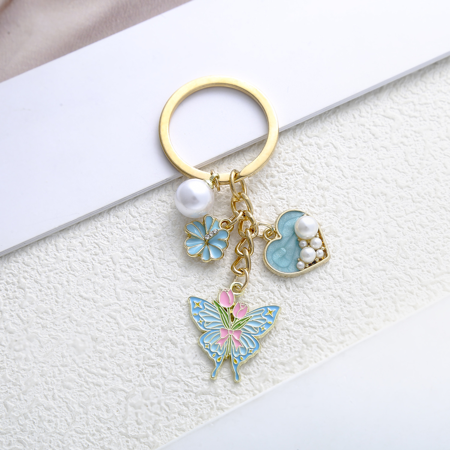 1 Pair Spring/Summer Artificial Pearl Keychain h5