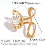 1 Piece Casual Irregular Shape Stainless Steel Waterproof Gold Color Zircon Statement Rings thumbnail 2