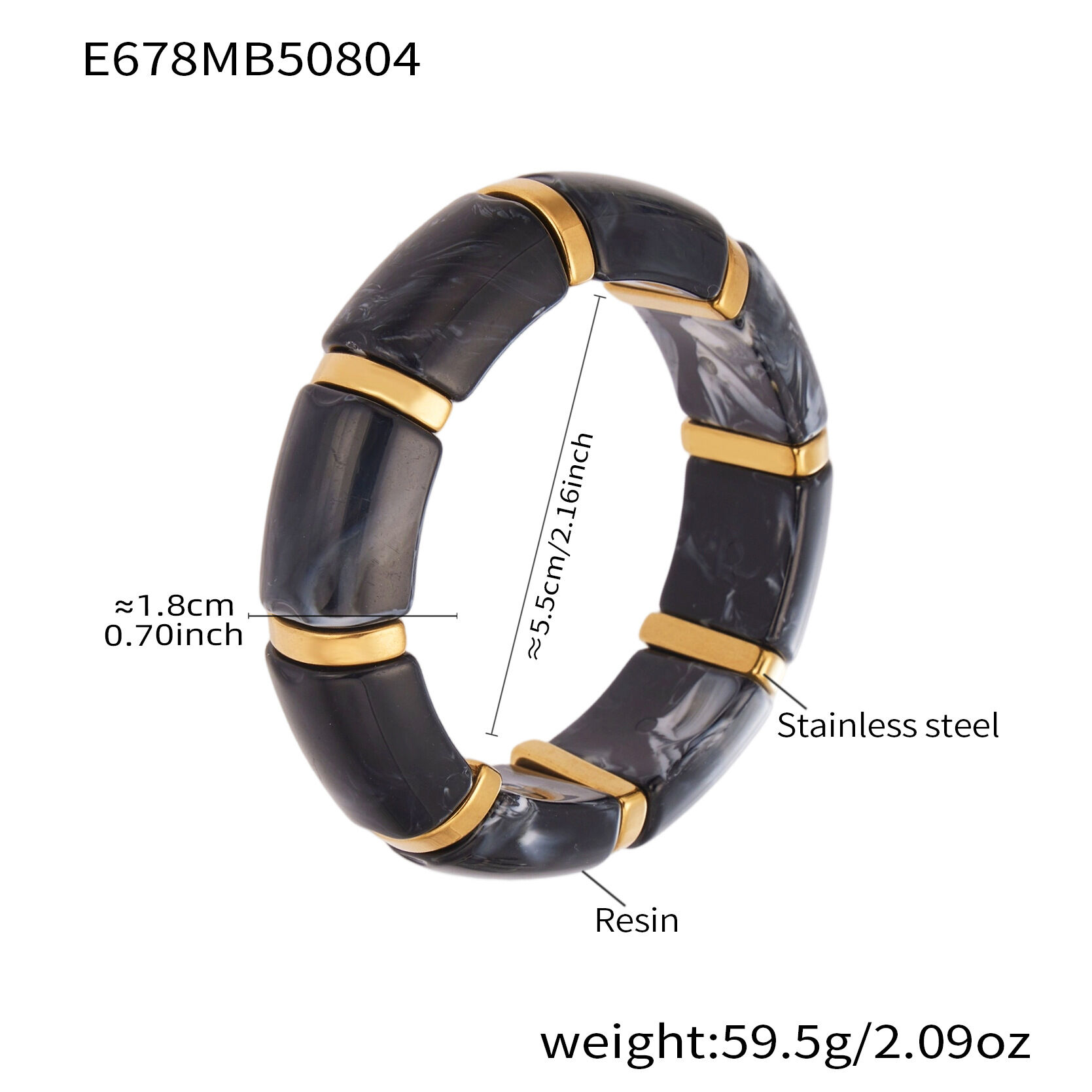 1 Piece Stylish Series Annular Shape Resin Gold Color Women's Bangles