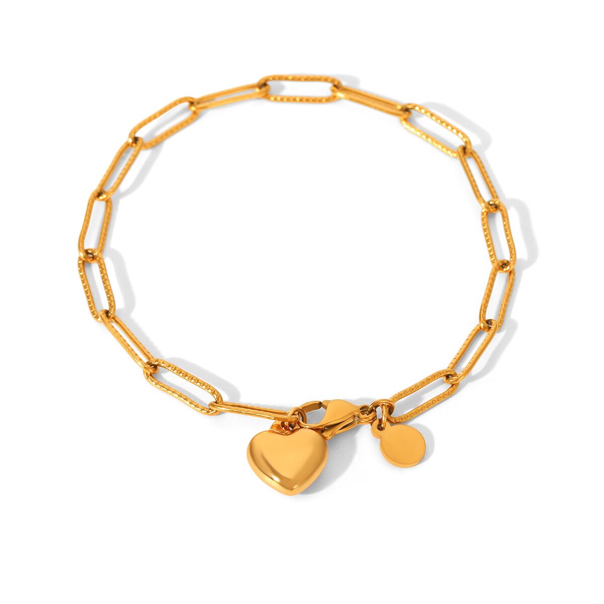 1 Piece Simple Heart Stainless Steel Waterproof Gold Color Women's Chain Bracelets