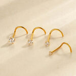 1 Piece Circle Titanium Alloy Gold Color Zircon Nose Stud thumbnail 3