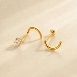 1 Piece Circle Titanium Alloy Gold Color Zircon Nose Stud thumbnail 6