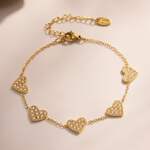 1 Piece Luxurious Butterfly Stainless Steel Waterproof Gold Color Zircon Women's Chain Bracelets thumbnail 7