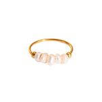 1 Piece Daily Circle Stainless Steel Waterproof Gold Color Pearl Beaded Rings thumbnail 5