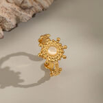 1 Piece Elegant Flower Stainless Steel Waterproof Natural Stone Women's Gemstone Rings thumbnail 2