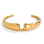 1 Piece Classic Hammer Pattern Stainless Steel Waterproof Gold Color Women's Cuff Bracelets thumbnail 1