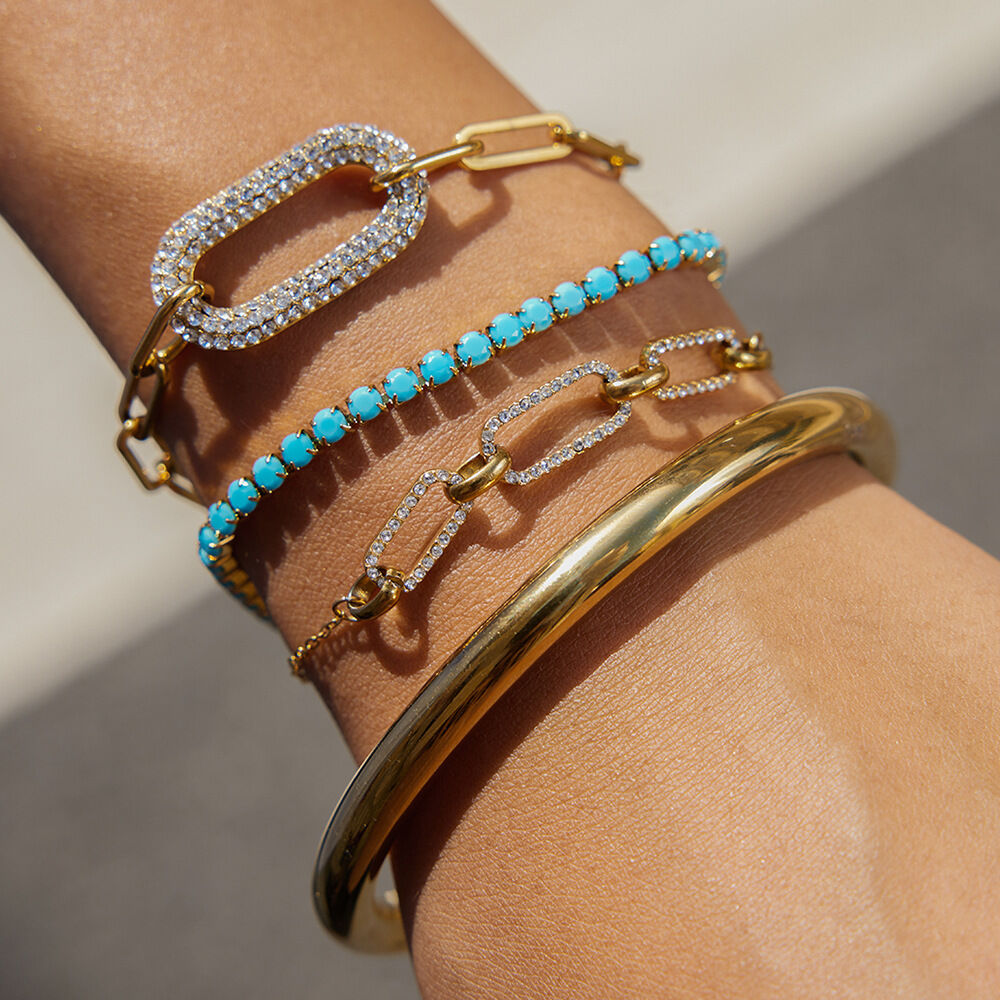 1 Piece Luxurious Calaite Stainless Steel Waterproof Gold Color Women's Chain Bracelets thumbnail 3