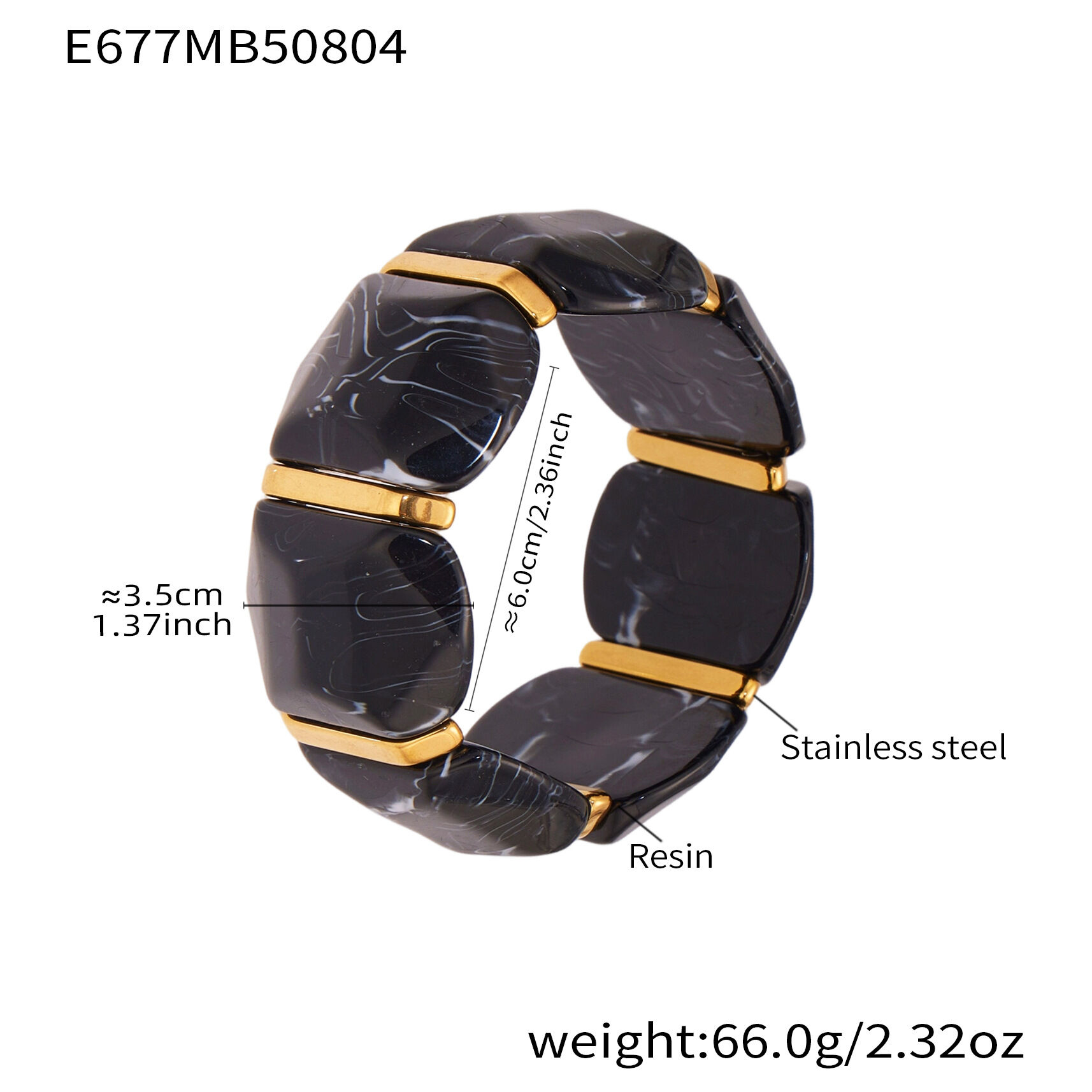 1 Piece Colorful Series Irregular Shape Resin Gold Color Women's Bangles