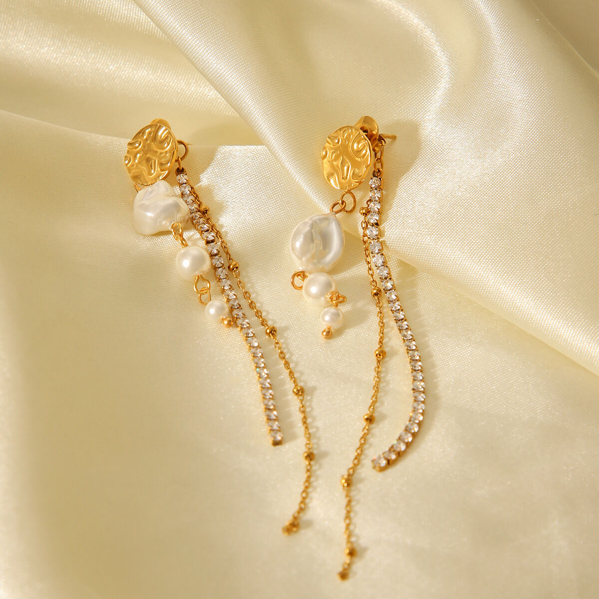 1 Pair Simple  Daily Tassel Stainless Steel Waterproof  Gold Color  Women's Beads Earrings thumbnail 6