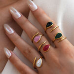 1 Piece Casual Droplet Irregular Shape Stainless Steel Waterproof Women‘s Statement Rings thumbnail 3