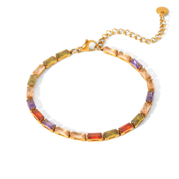 1 Piece Luxury Rectangle Stainless Steel Waterproof Zircon Women's Chain Bracelets - 1
