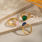 1 Piece Retro Circle Stainless Steel Waterproof Gold Color Natural Stone Women's Gemstone Rings thumbnail 2