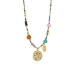 1 Piece Colorful Natural Stone Beads Stainless Steel Waterproof Gold Color Women's Beaded Necklaces thumbnail 1