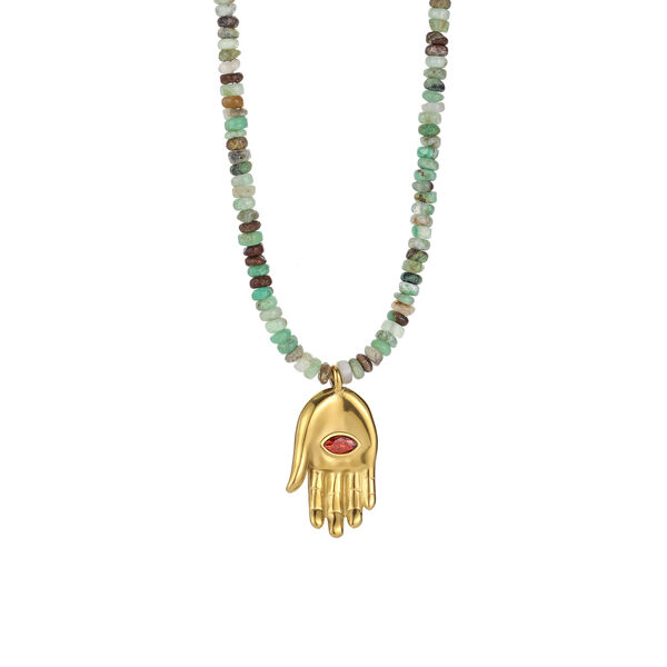 1 Piece Stylish Hand Stainless Steel Waterproof Gold Color Natural Stone Women's Beaded Necklaces - 1