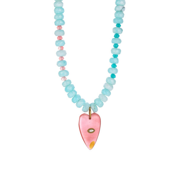 1 Piece Romantic Heart Stainless Steel Waterproof Gold Color Natural Stone Women's Beaded Necklaces - 1