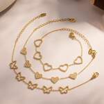 1 Piece Luxurious Butterfly Stainless Steel Waterproof Gold Color Zircon Women's Chain Bracelets thumbnail 2