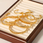 1 Piece Twist Stainless Steel Waterproof Gold Color Cuff Bracelet thumbnail 2