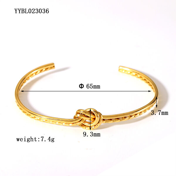 1 Piece Twist Stainless Steel Waterproof Gold Color Cuff Bracelet - 1