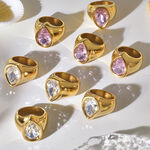 1 Piece Romantic Droplet Stainless Steel Waterproof Gold Color Zircon Women's Gemstone Rings thumbnail 2