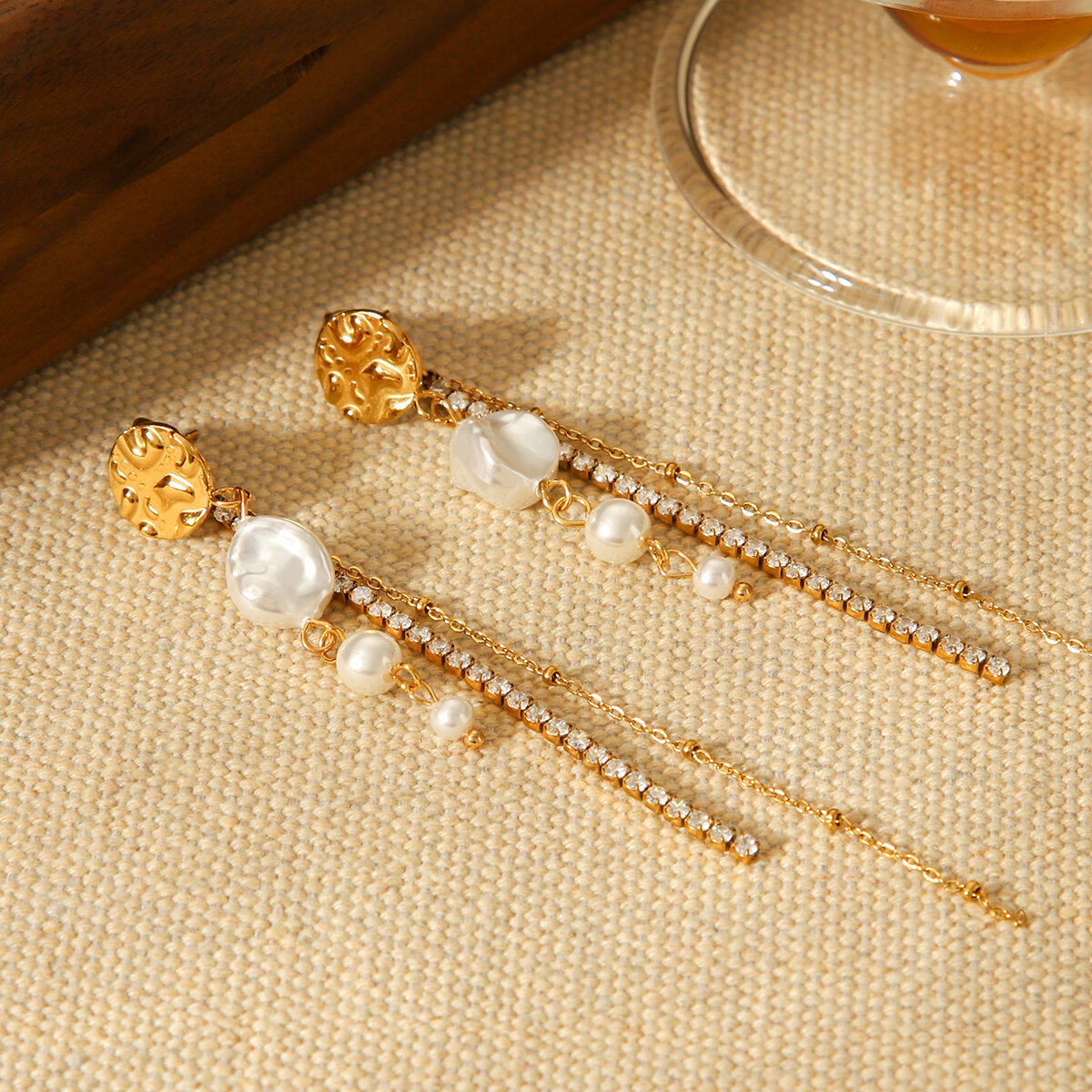 1 Pair Simple  Daily Tassel Stainless Steel Waterproof  Gold Color  Women's Beads Earrings thumbnail 7