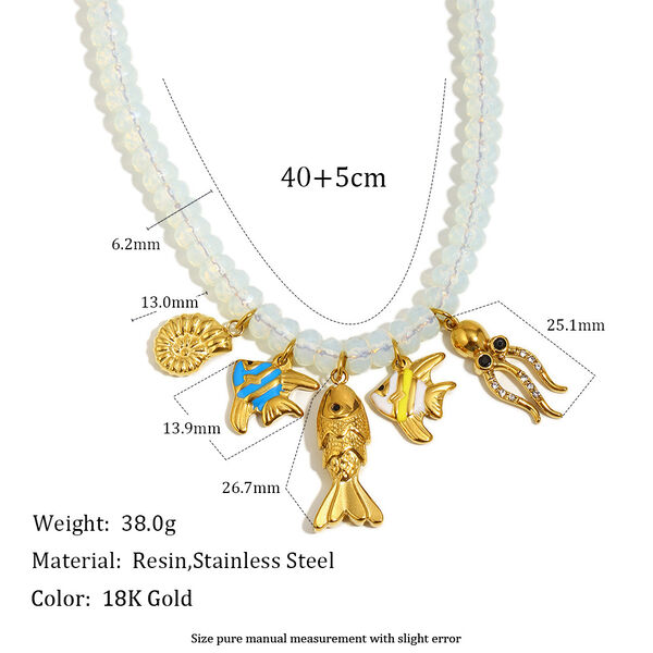 1 Piece Elegant Fish Stainless Steel Waterproof Natural Stone Women's Beaded Necklaces - 1