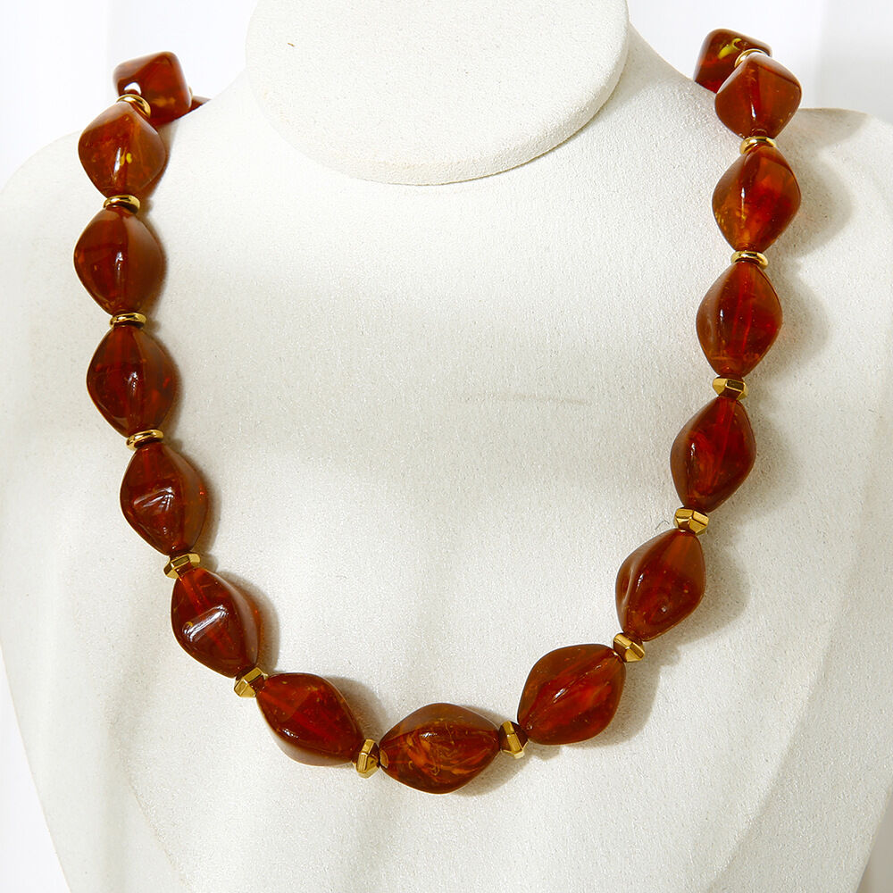 1 Piece Acrylic Irregular Beads Hematite Gold Color Necklace thumbnail 4