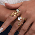 1 Piece Casual Irregular Shape Stainless Steel Waterproof Gold Color Zircon Statement Rings thumbnail 4