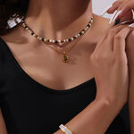 1 Piece Classic Oval Natural Stone Stainless Steel Waterproof Gold Color Women's Beaded Necklaces thumbnail 6