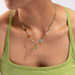 1 Piece Colorful Natural Stone Beads Stainless Steel Waterproof Gold Color Women's Beaded Necklaces thumbnail 4