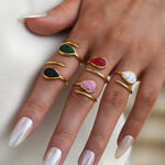 1 Piece Casual Droplet Irregular Shape Stainless Steel Waterproof Women‘s Statement Rings thumbnail 4