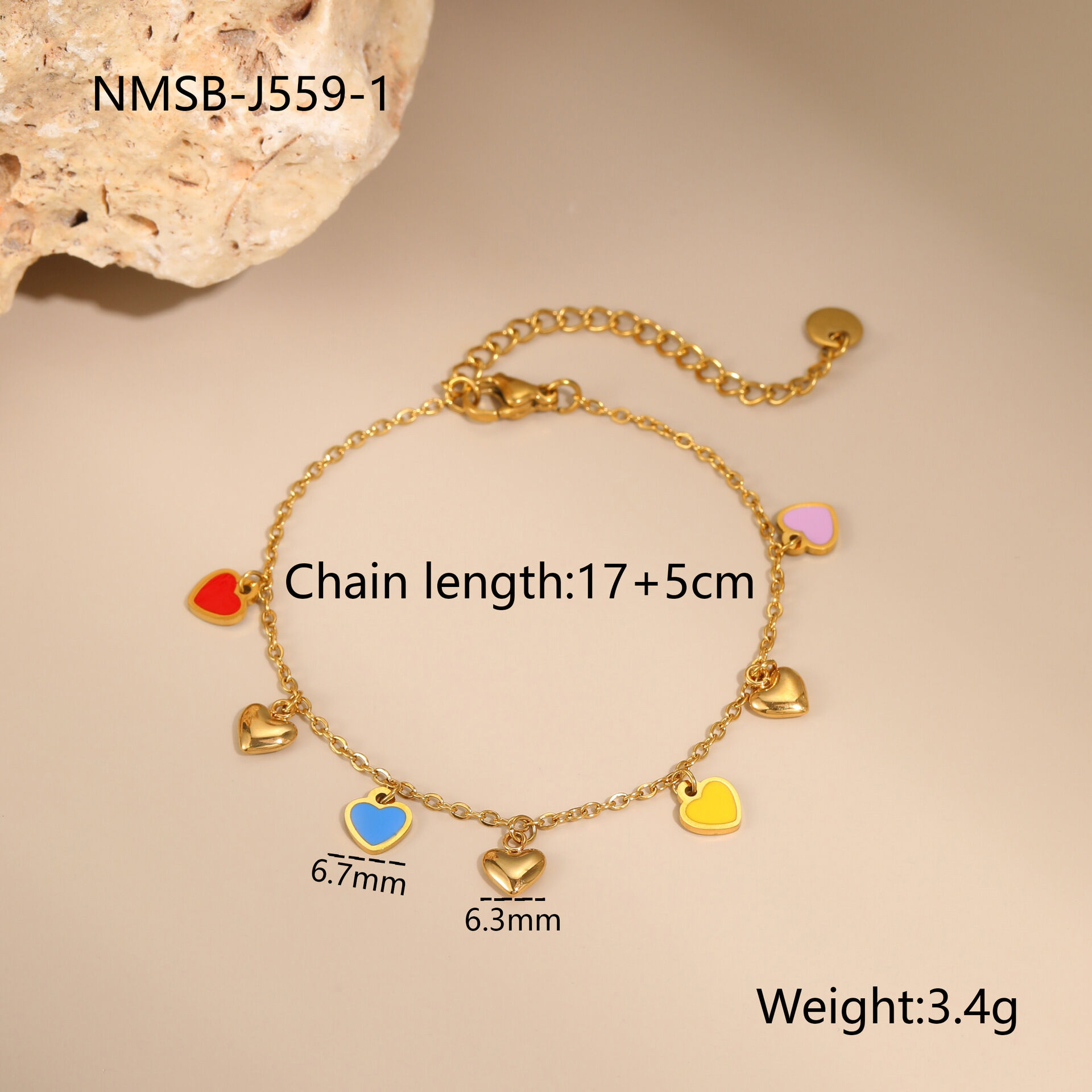 1 Piece Simple Series Sweet Heart Stainless Steel Waterproof Women's Chain Bracelets - 1