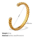 1 Piece Thread Stainless Steel Waterproof Gold Color Cuff Bracelet thumbnail 1