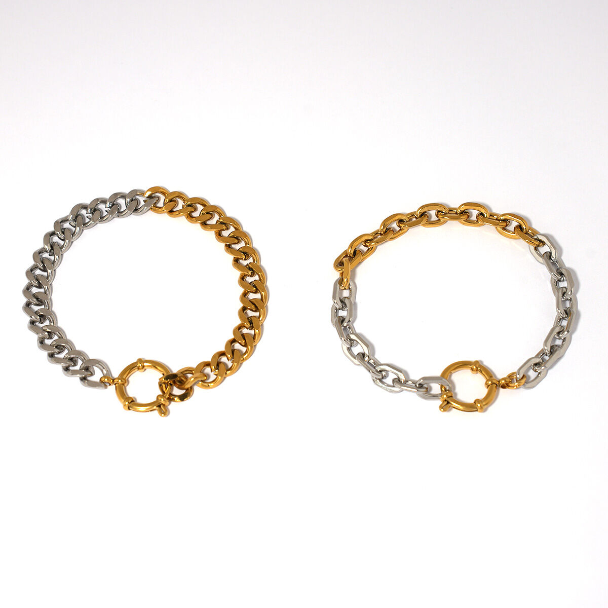 1 Piece  Casual Mixed Gold Color And Silver Colors Stainless Steel Waterproof Women's Chain Bracelets thumbnail 4