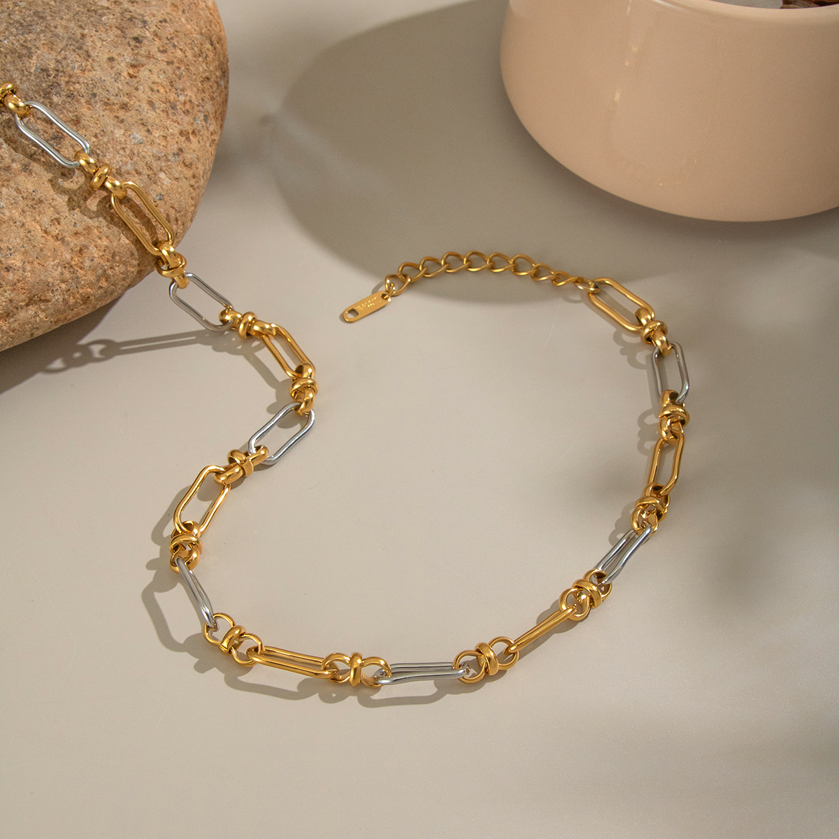 Mixed Gold Color And Silve Stainless Steel Waterproof Necklace Set thumbnail 5