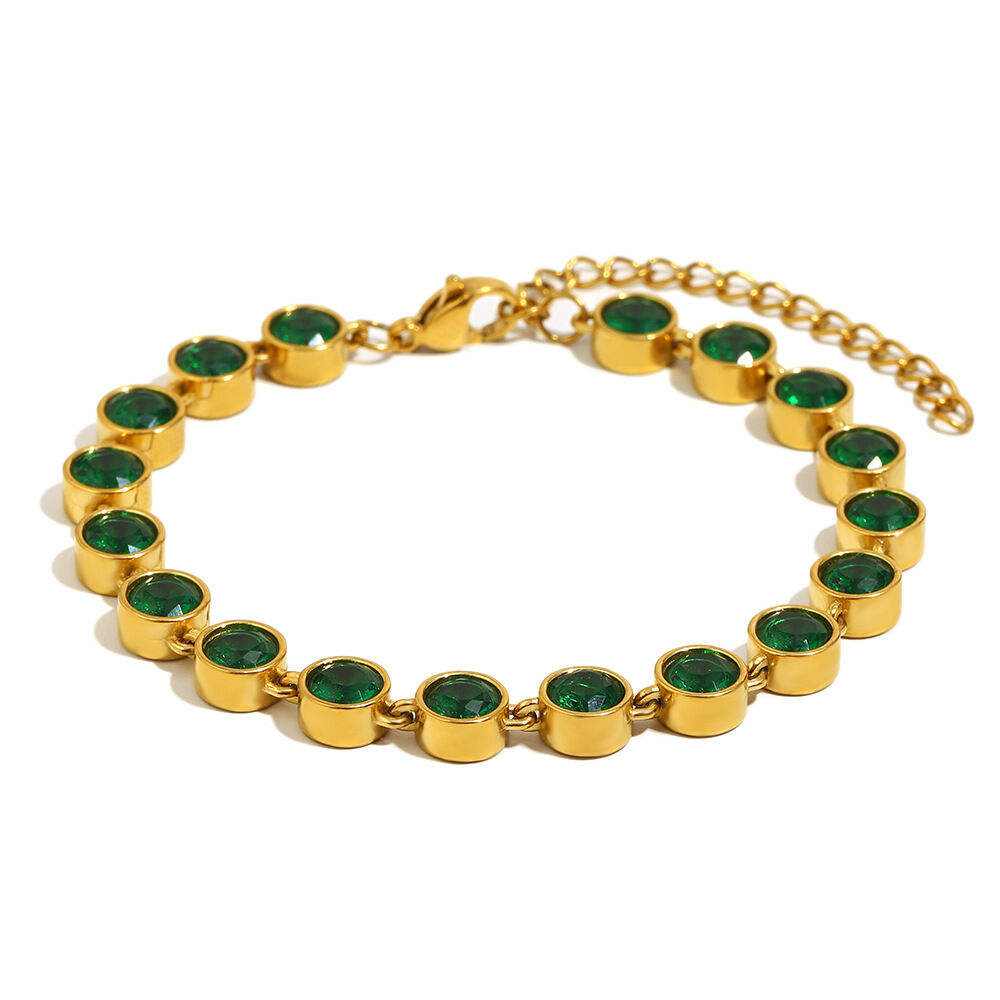 1 Piece Luxurious  Classic Chain Stainless Steel Waterproof Zircon Women's Chain Bracelets