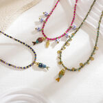 1 Piece Vintage Fish Stainless Steel Waterproof Gold Color Natural Stone Women's Beaded Necklaces thumbnail 3