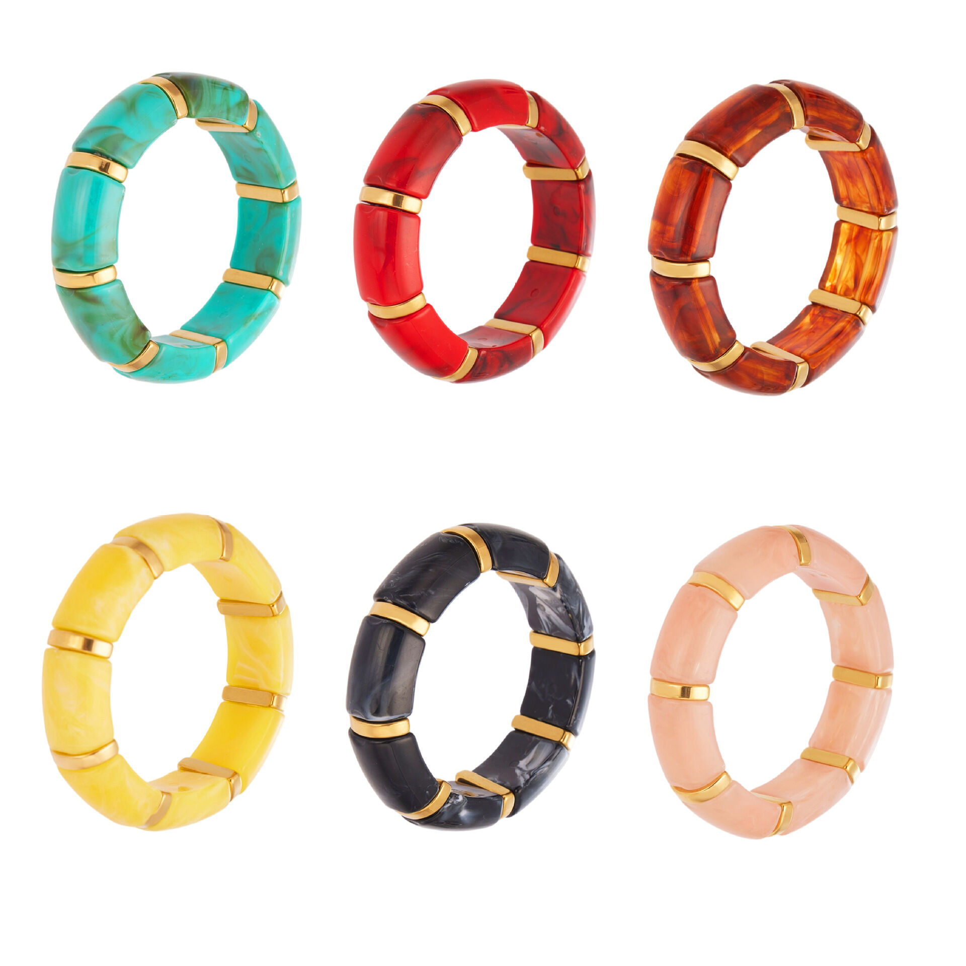 1 Piece Stylish Series Annular Shape Resin Gold Color Women's Bangles thumbnail 3